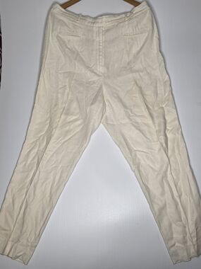 VALIA Coastal Grandmother Cream Linen Straight Leg Slacks Size 14